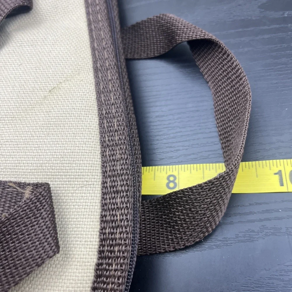 Vintage Beige Canvas Utility Carry Case Small Padded Zippered Storage Bag